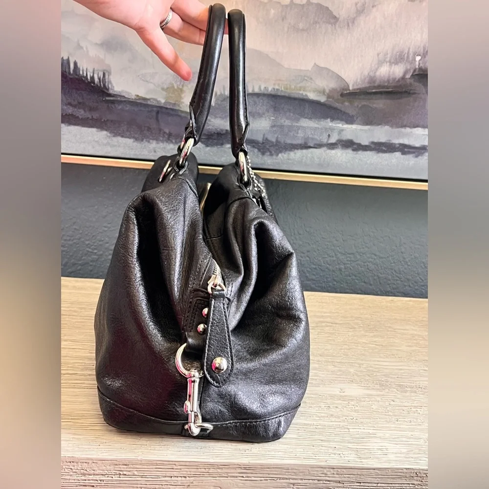 Coach Shiny Black Leather Satchel - Picture 4 of 10
